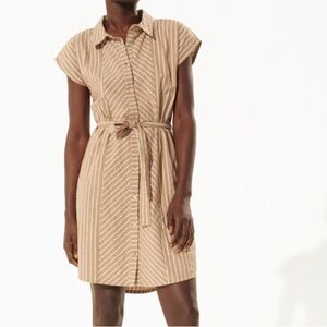 Cotelac Hammac Dress Button Up Striped Tie Waist